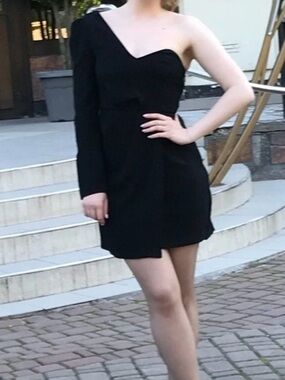 BCBG One-Shoulder Black Cocktail Dress